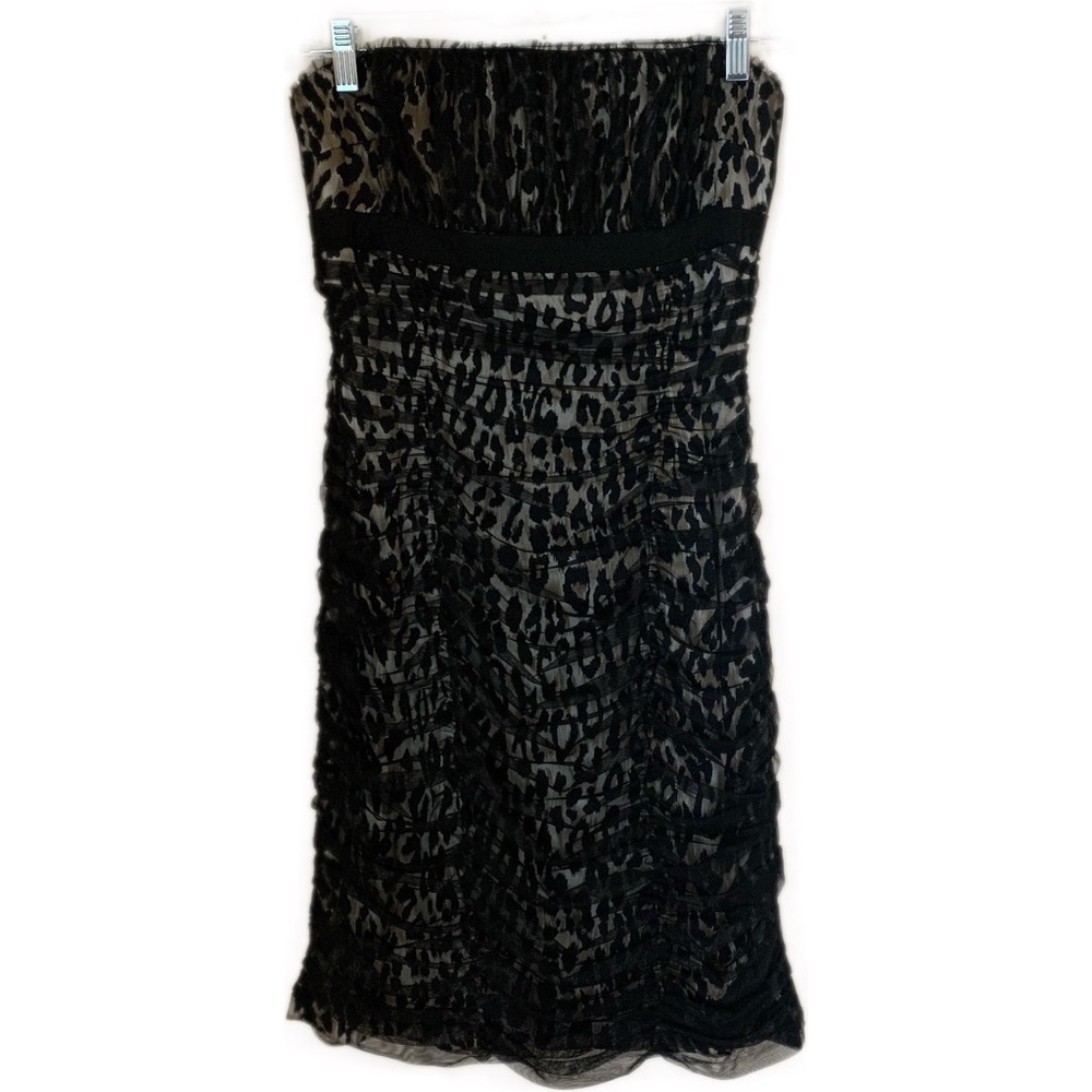 di Hera Black Cheetah Body Con Cocktail Dress Sz 2